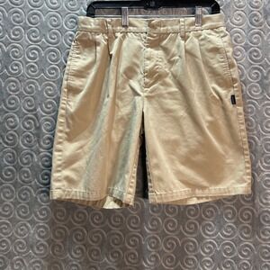 Parker Mens Khaki Pleated Shorts Size 31 Flat Front Casual Everyday **READ**